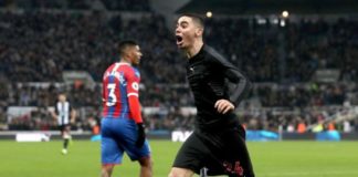 Newcastle’s Miguel Almiron scores his first goal for Team Newcastle's Miguel Almiron scores his first goal for Team